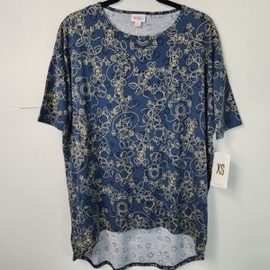 LuLaRoe Irma XS Disney Collection NWT shirt High Low Blouse Minnie Mouse Gold Ta